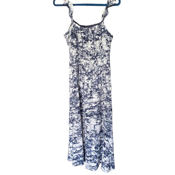 Moon River Blue and White Printed Ruffle Sleeve Maxi Dress Size L - Picture 4 of 8